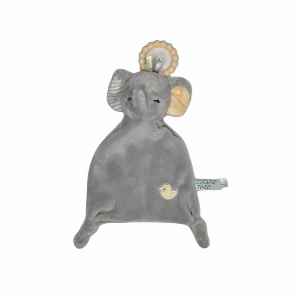 Douglas Baby Gray Sleeping Elephant Plush Baby Security Blanket Teether Lovey